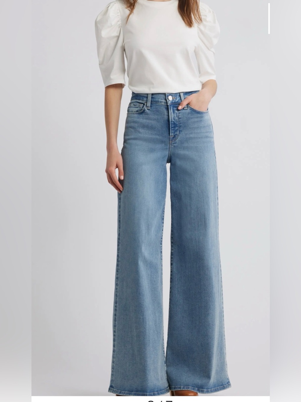 Frame The Drape Puff Sleeve Organic Cotton Top size xsmall